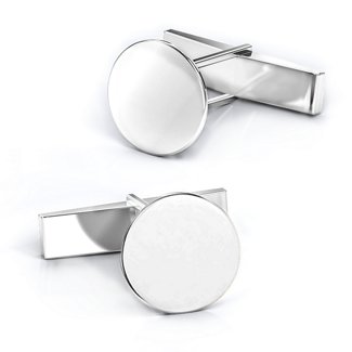 Sterling Silver Engravable Round Cufflinks
