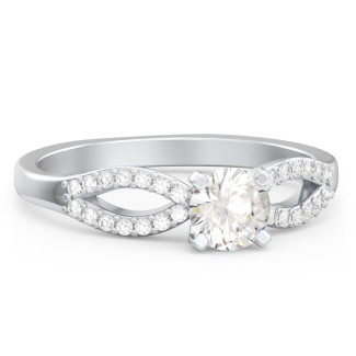 1/2 ct. Round Gemstone Split Engagement Ring with Accents