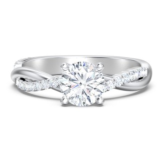 Twisted Infinity Diamond Engagement Ring with Side Stones