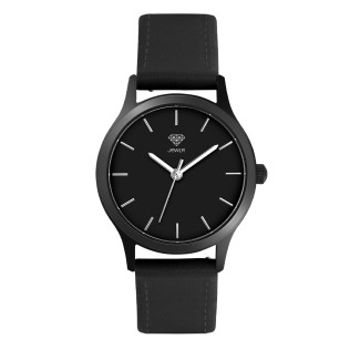Men's Personalized 32mm Dress Watch - Black Case, Black Dial, Black Leather