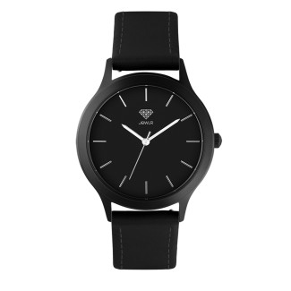 Men's Personalized 36mm Dress Watch - Black Case, Black Dial, Black Leather