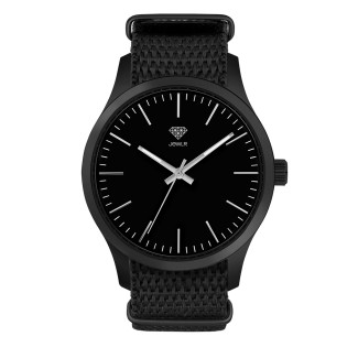 Men's Personalized 40mm Dress Watch - Black Case, Black Dial, Black Nato