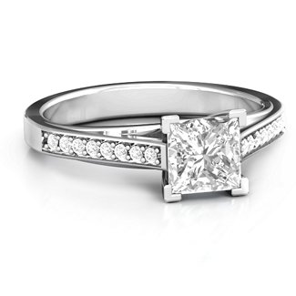 Princess Cut Ring with Channel Set Accents