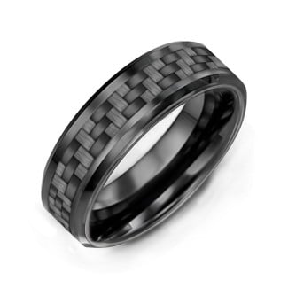 Nightfall Ceramic 8mm Ring with Gray Carbon Fiber Inlay