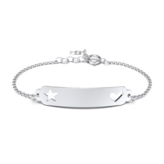 Engravable Baby Bracelet with Heart and Star