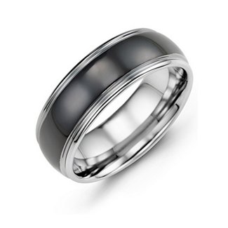 Two Tone Polished & Satin Tungsten Ring