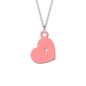 Kids Personalized Initial Heart Necklace in 2 Colour Acrylic