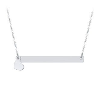 Kids Engravable Bar Necklace with Heart Charm